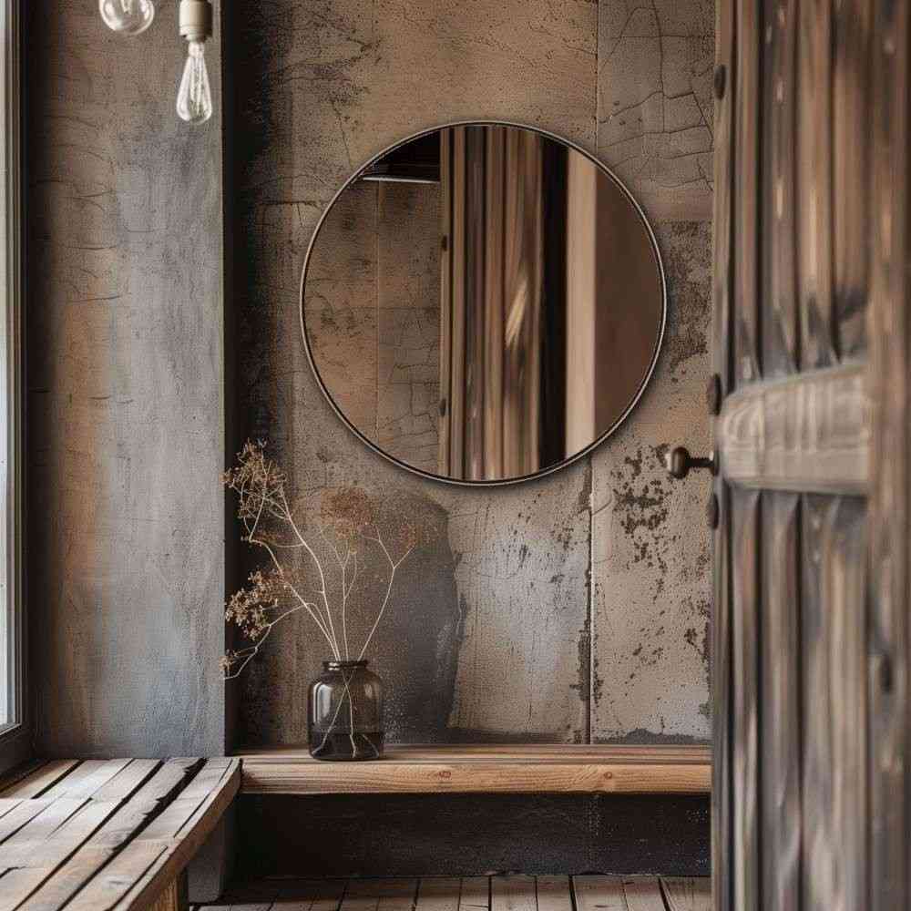 MacLuu Luxury Gold Round Metal Wall Mirror