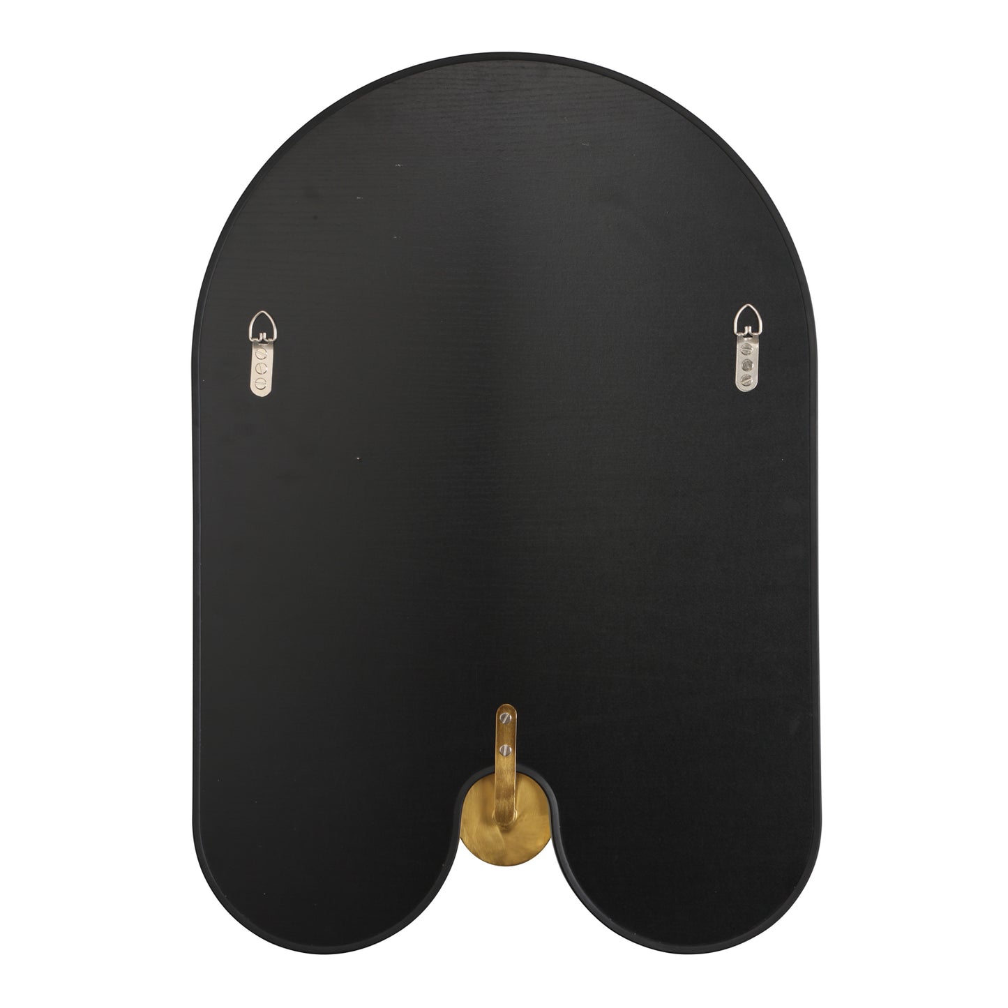 MacLuu Modern Frameless Arched Mirror Wall Decor with Round Gold Metal Spot