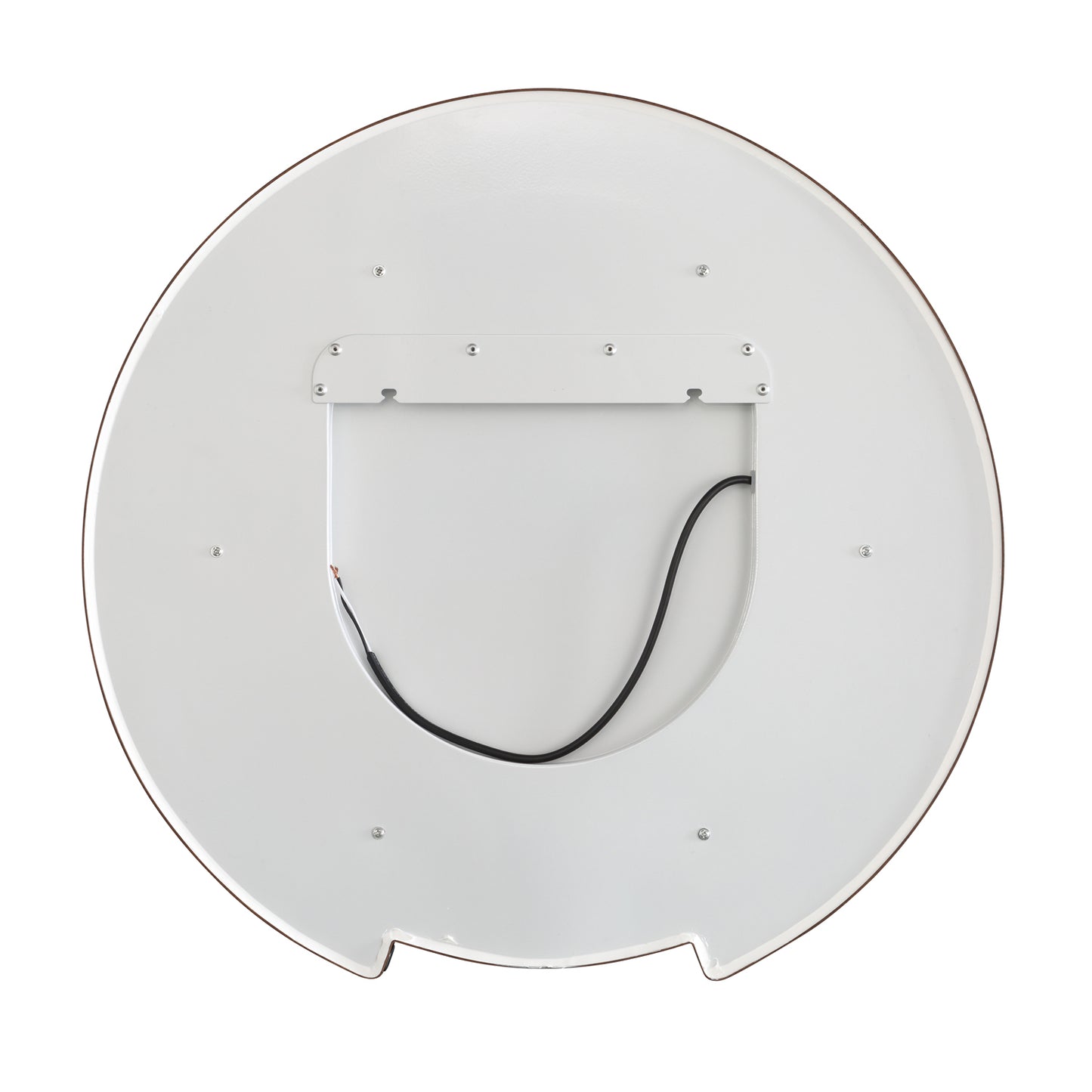 MacLuu Round LED Mirror with Wood Grain Metal Frame