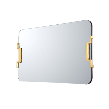 MacLuu Frameless Rectangular Gold Brushed Metal Wall Mirror