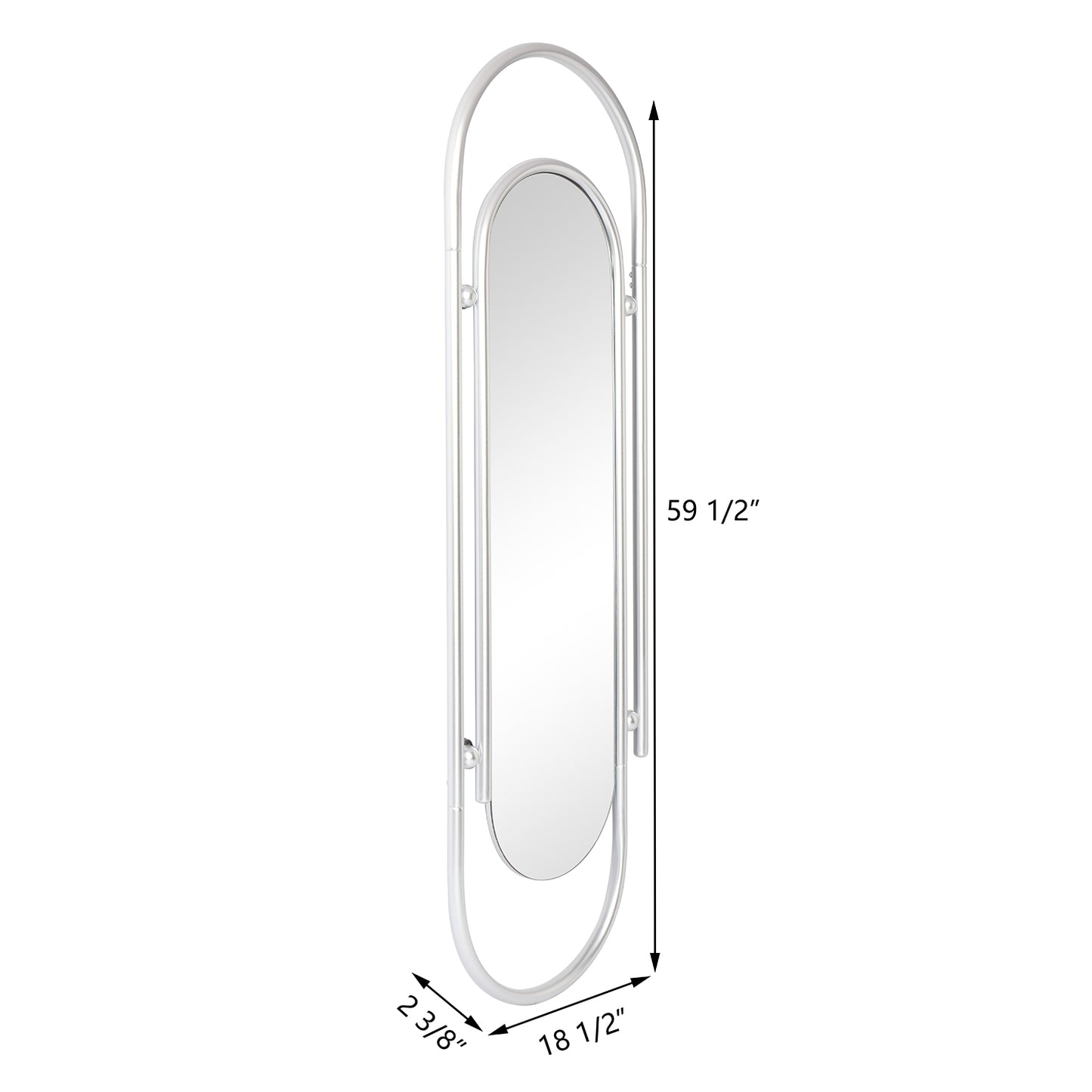 MacLuu Long Wall Mirror Silver Clip Shaped