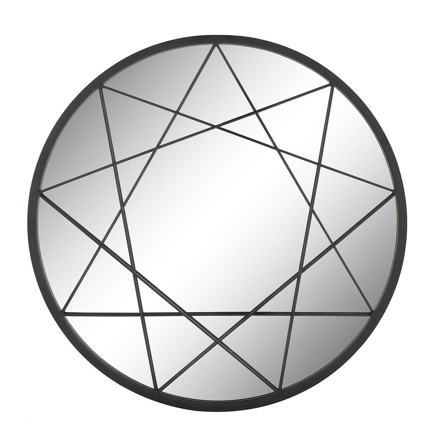 MacLuu Black Modern Geometric Round Metal Wall Mirror