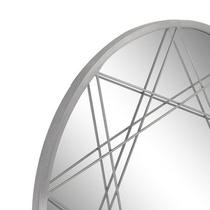 MacLuu Silver Modern Geometric Round Metal Wall Mirror