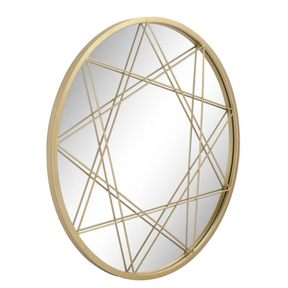 MacLuu Gold Modern Geometric Round Metal Wall Mirror