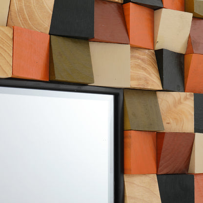MacLuu Square Wood Decorative Wall Mirror