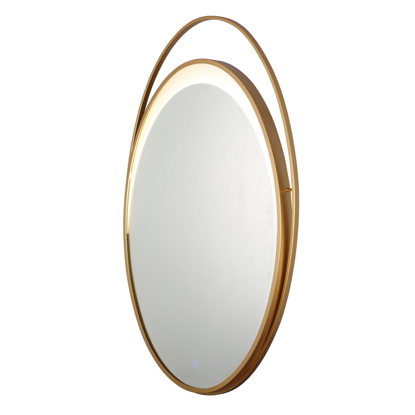MacLuu Oval Vanity Mirror with Lights Double Eggshell-Shaped Gold Metal Frame with Moon LED