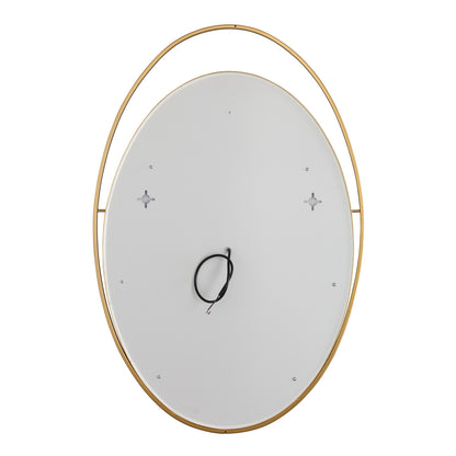 MacLuu Oval Vanity Mirror with Lights Double Eggshell-Shaped Gold Metal Frame with Moon LED
