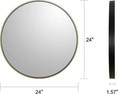 MacLuu 24" Round Metal Wall Mirror