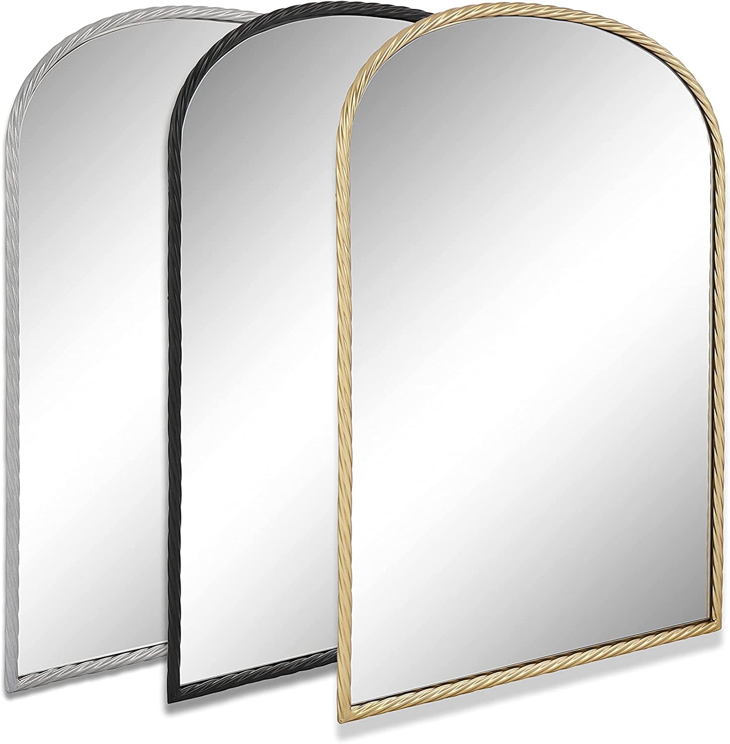MacLuu Arch Metal Wall Mirror with Twisted Edge