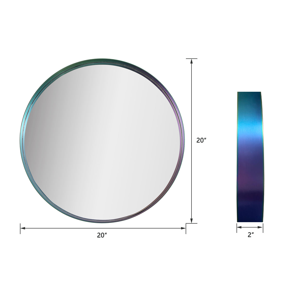 MacLuu Round Iridescent Stainless Steel Frame Wall Mirror