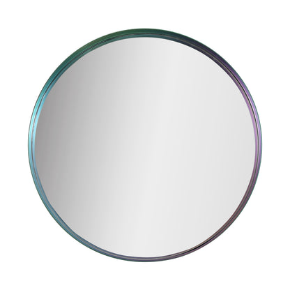 MacLuu Round Iridescent Stainless Steel Frame Wall Mirror