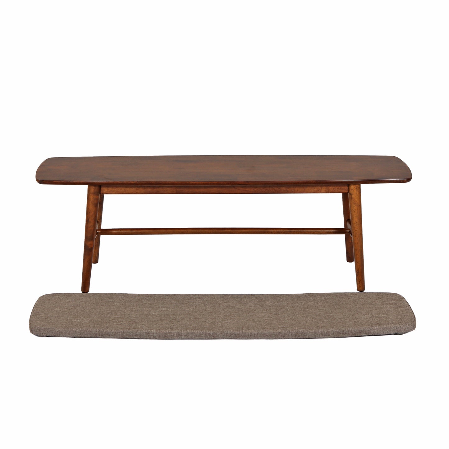 MacLuu Mid Century Modern Solid Wood Bench with Cushion 