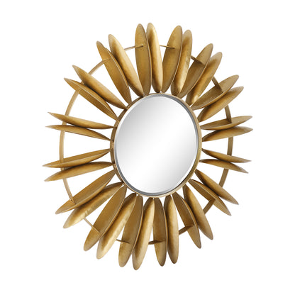 MacLuu Sunburst Aesthetic Sunflower Metal Wall Mirror